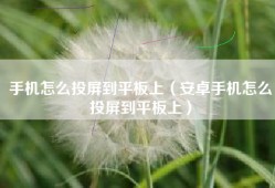 手机怎么投屏到平板上（安卓手机怎么投屏到平板上）