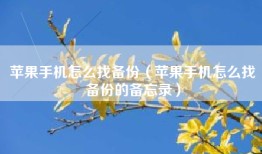 苹果手机怎么找备份（苹果手机怎么找备份的备忘录）