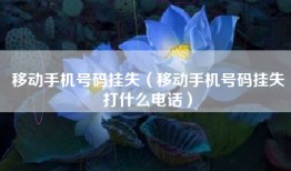 移动手机号码挂失（移动手机号码挂失打什么电话）